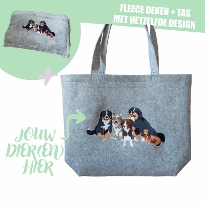 FLEECE DEKEN + TAS NAAR KEUZE - EIGEN DIER(EN)