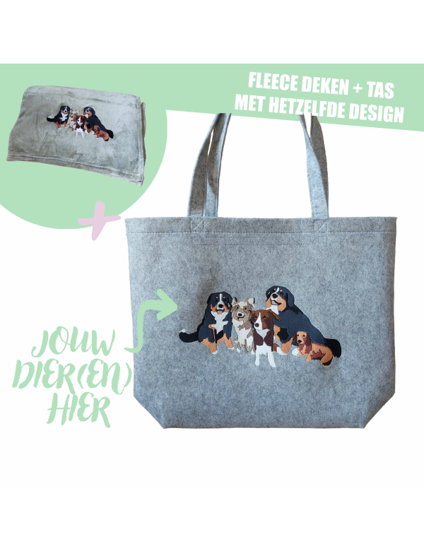 FLEECE DEKEN + TAS NAAR KEUZE - EIGEN DIER(EN)