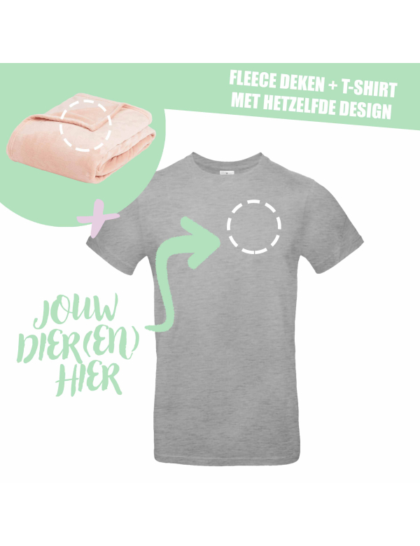 FLEECE DEKEN +  VOLWASSEN T-SHIRT - EIGEN DIER(EN)