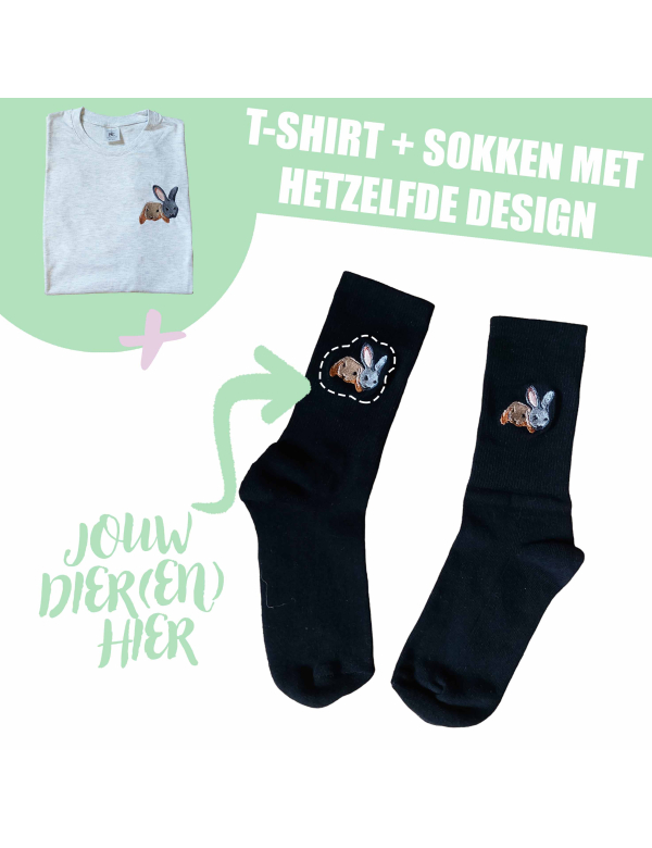 VOLWASSEN T-SHIRT + SOKKEN - EIGEN DIER(EN)